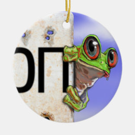 Adorno De Cerámica Poca rana arbórea verde