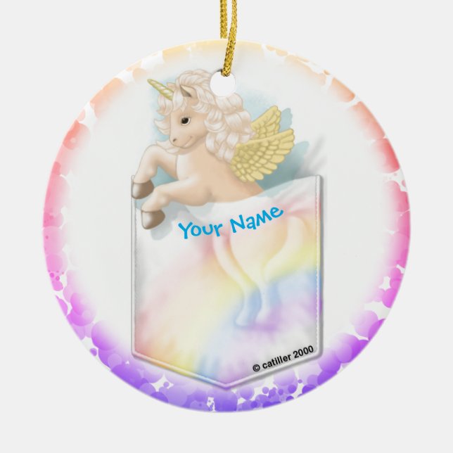 Adorno De Cerámica Pocket Rainbow Unicorn (Frente)