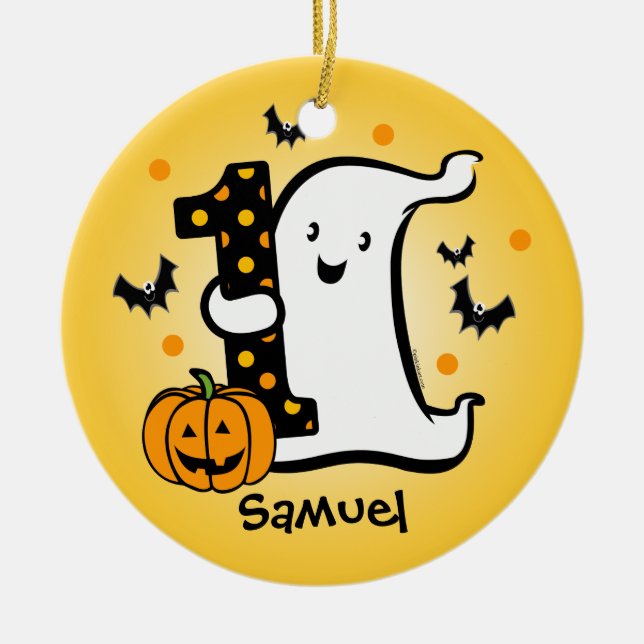 Adorno De Cerámica Poco 1r cumpleaños del fantasma (Frente)