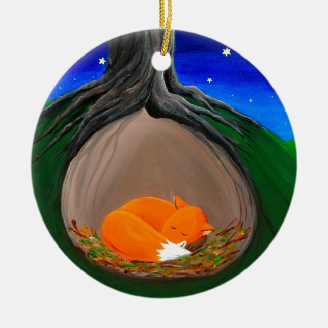 Adorno De Cerámica Poco arbolado del Fox el | (Frente)