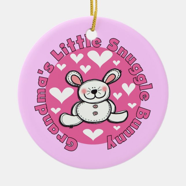 Adorno De Cerámica Poco conejito del Snuggle de la abuela (Frente)