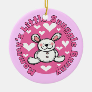 Adorno De Cerámica Poco conejito del Snuggle de la mamá