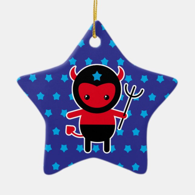 Adorno De Cerámica Poco diablo de Ninja del kawaii (Frente)