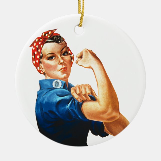 Adorno De Cerámica Podemos lograrlo, Rosie the Riveter Women Power (Frente)