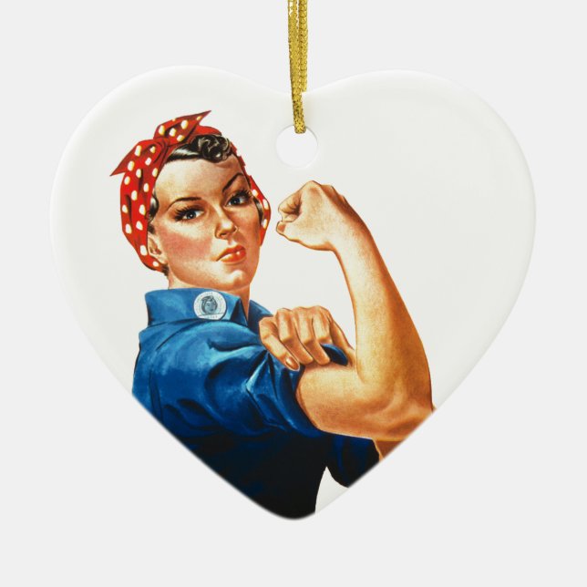 Adorno De Cerámica Podemos lograrlo, Rosie the Riveter Women Power (Frente)