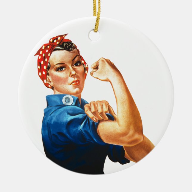 Adorno De Cerámica Podemos lograrlo, Rosie the Riveter Women Power (Frente)