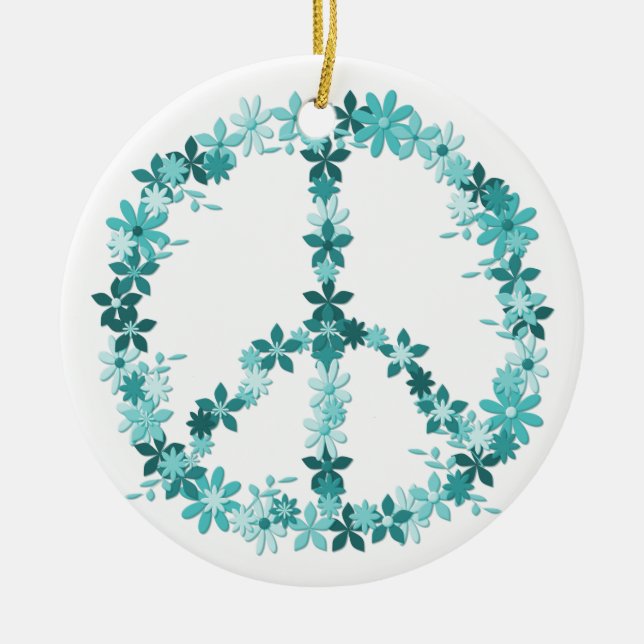 Adorno De Cerámica Poder floral de símbolo de paz (Frente)