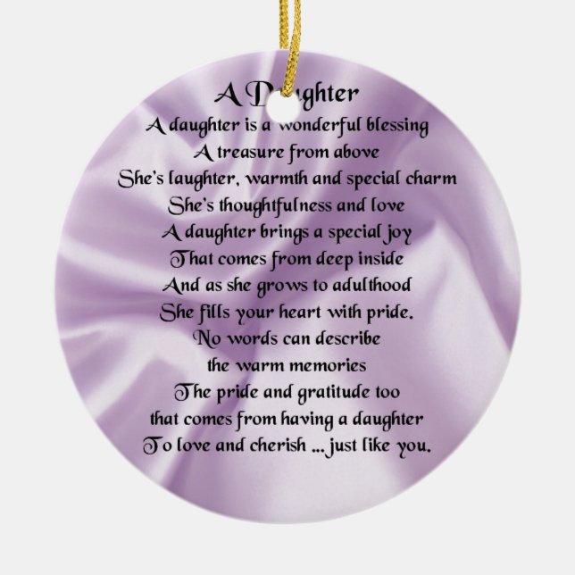 Adorno De Cerámica Poema de la hija - Seda Lilac (Frente)