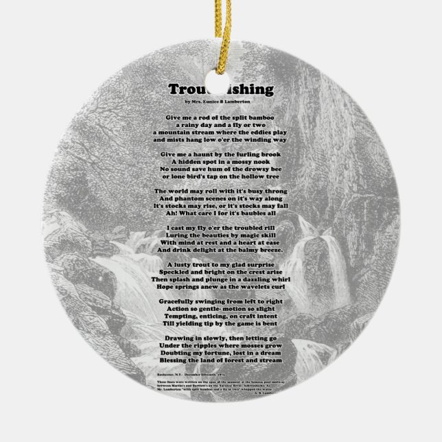 Adorno De Cerámica Poema de la pesca de la trucha (Frente)