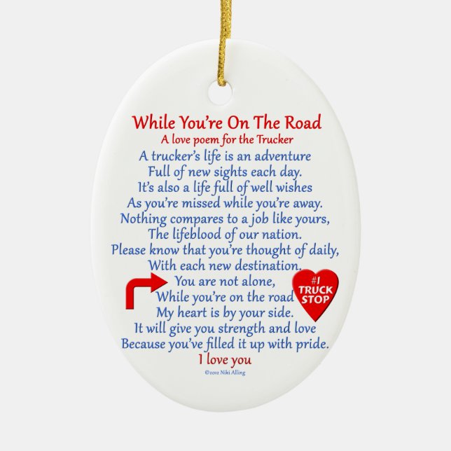 Adorno De Cerámica Poema del amor del camionero (Frente)
