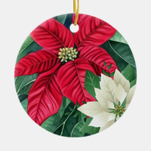 Adorno De Cerámica Poinsettia (Frente)