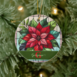 Adorno De Cerámica Poinsettia de vidrio templado personalizado