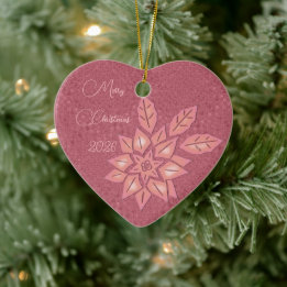 Adorno De Cerámica Poinsettia Gradiente de Rosa Paja y Melocotón