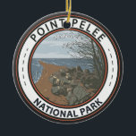 Adorno De Cerámica Point Pelee Parque nacional Viaje Arte Vintage<br><div class="desc">Diseño de arte vectorial del Parque Nacional Point Pelee. El Parque consta de una península de tierra,  principalmente de hábitat de pantanos y bosques,  que se extiende hasta un punto agudo en el Lago Erie.</div>