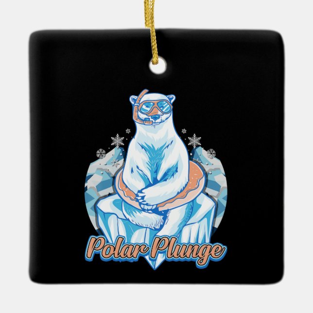 Adorno De Cerámica Polar Plunge Ice Jump Funny Polar Bear Winter (Anverso)