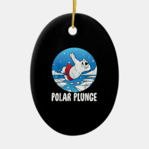 Adorno De Cerámica Polar Plunge Ice Jump Polar Bear Winter Swim