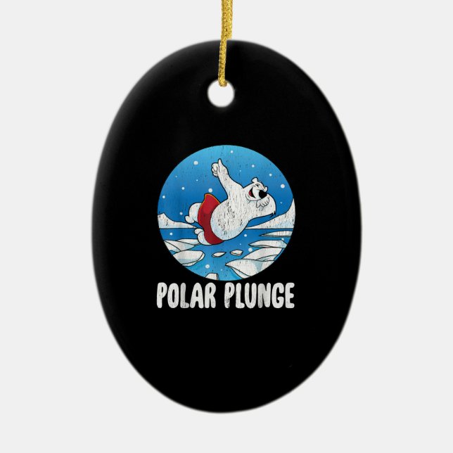 Adorno De Cerámica Polar Plunge Ice Jump Polar Bear Winter Swim (Frente)