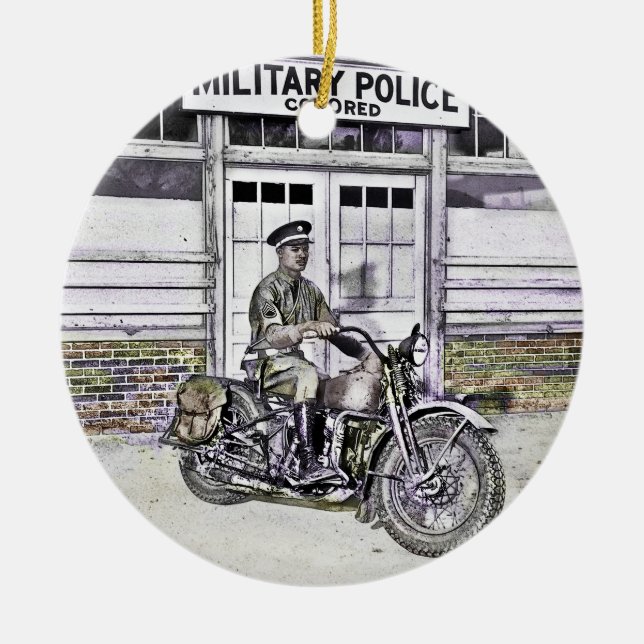 Adorno De Cerámica Policía de moto negra ww2 (Frente)