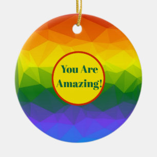 Adorno De Cerámica Polígono de ormbre arcoiris