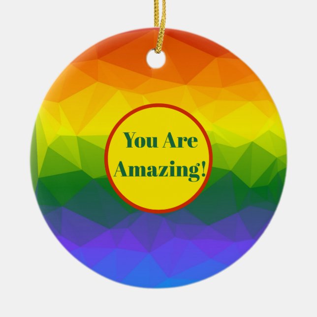 Adorno De Cerámica Polígono de ormbre arcoiris (Frente)