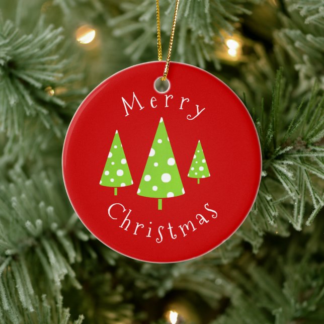 Adorno De Cerámica Polka Blanco Lime Dots Los Árboles de Navidad (Árbol)