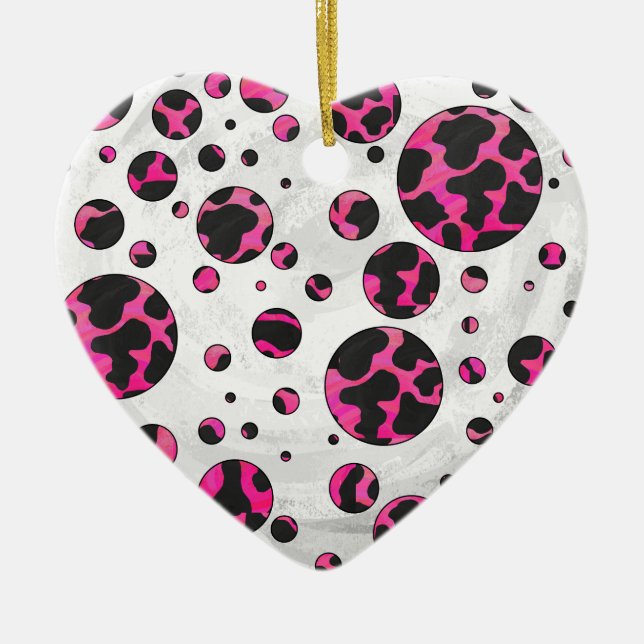 Adorno De Cerámica Polka Dot Cow Pink y Black Print (Frente)