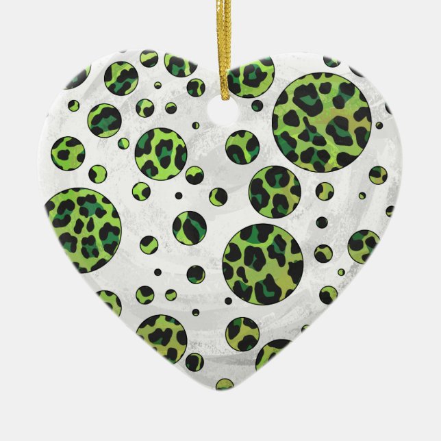 Adorno De Cerámica Polka Dot Leopardo Negro y Verde (Frente)