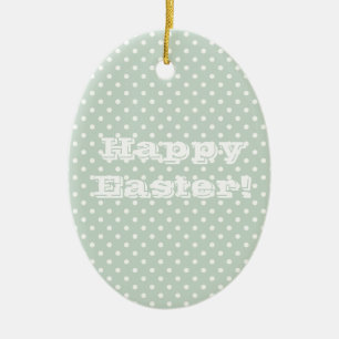 Adorno De Cerámica Polka verde vintage: feliz Pascua