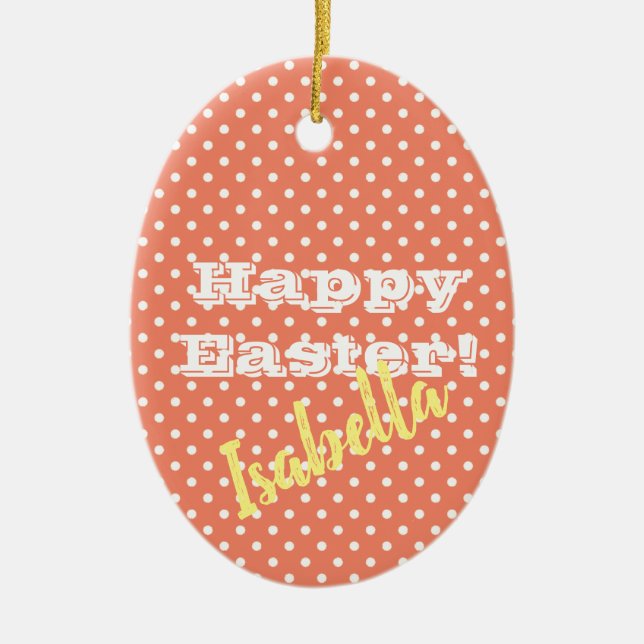 Adorno De Cerámica PolkaDot, Naranja ventilado personalizable HappyEa (Frente)