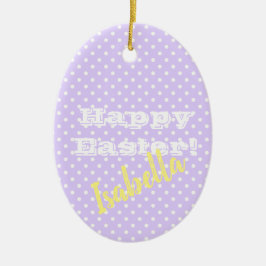 Adorno De Cerámica PolkaDot violeta personalizada HappyEaster