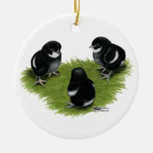 Adorno De Cerámica Pollitos de Marans Negro Cobre