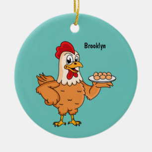 Adorno De Cerámica Pollo con huevos en el personalizado de placa
