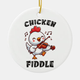 Adorno De Cerámica Pollo Jugando Un Violín De Piddle
