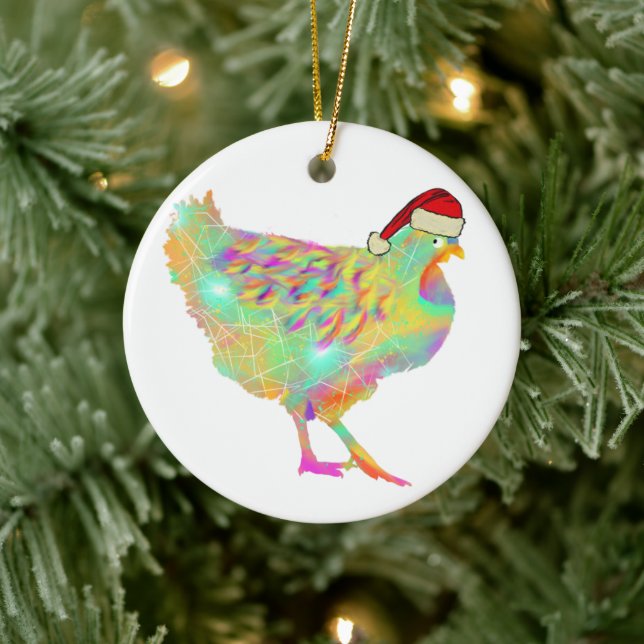 Adorno De Cerámica Pollo lindo Santa (Árbol)