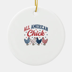 Adorno De Cerámica Pollo Patriótico Americana Camiseta Diseño_