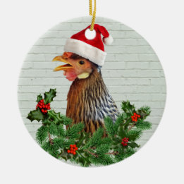 Adorno De Cerámica Pollo Santa
