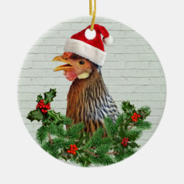 Adorno De Cerámica Pollo Santa