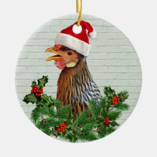 Adorno De Cerámica Pollo Santa