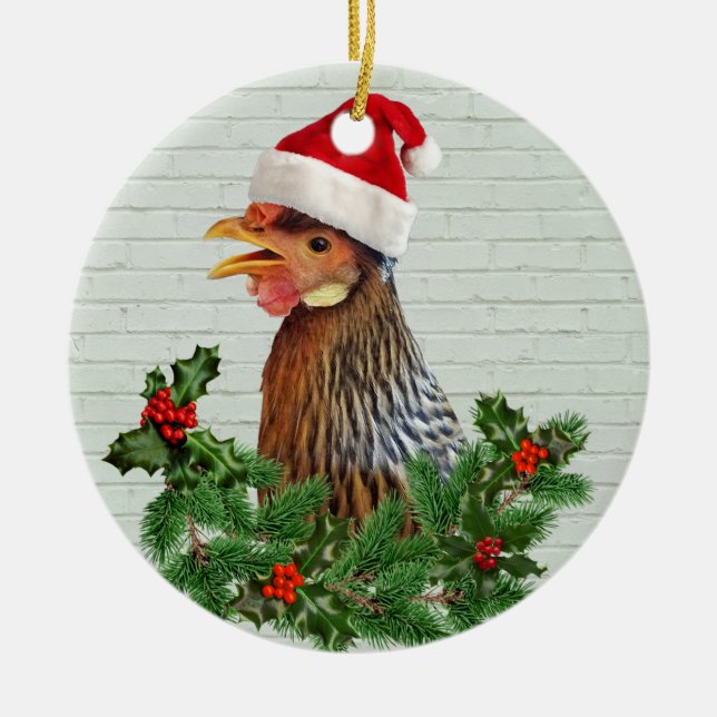 Adorno De Cerámica Pollo Santa (Frente)
