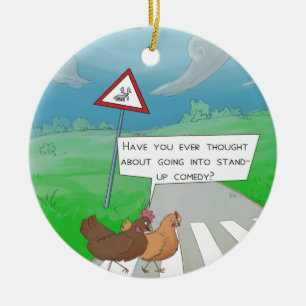 Adorno De Cerámica Pollos Cruzando la Carretera Divertido Dibujo Anim