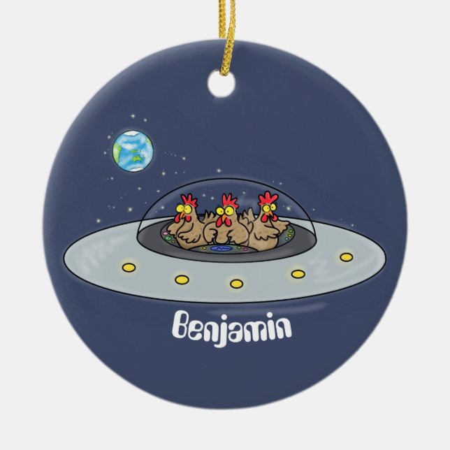 Adorno De Cerámica Pollos divertidos en el ilustracion del personaliz (Frente)