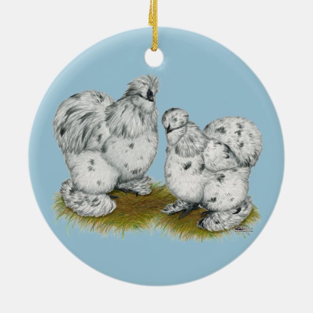Adorno De Cerámica Pollos pequenos del chapoteo de Silkie (Atrás)