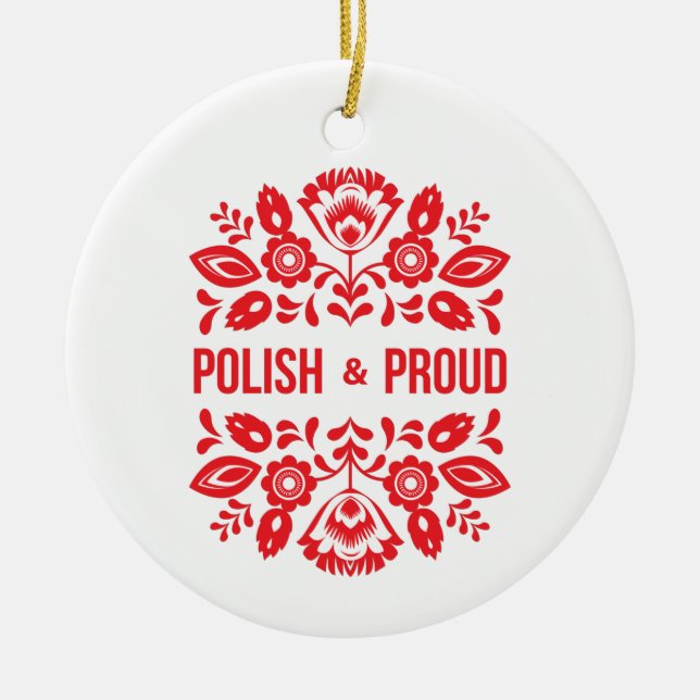 Adorno De Cerámica Polska Red Flowers de Polonia y Polonia (Frente)