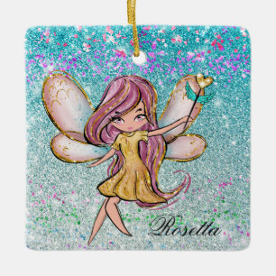 Adorno De Cerámica Polvo de Hadas Brillo Purpura Dorado Femenino