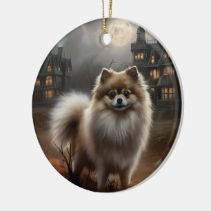 Adorno De Cerámica Pomerania de Halloween de terror