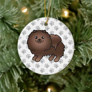 Adorno De Cerámica Pomerania marrón Perro de dibujos animados lindo &