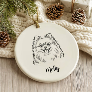 Adorno De Cerámica Pomerania personalizada de Navidad