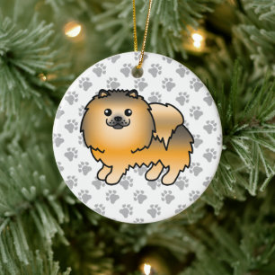 Adorno De Cerámica Pomerania Sable Naranja Perro De Dibujos Animados