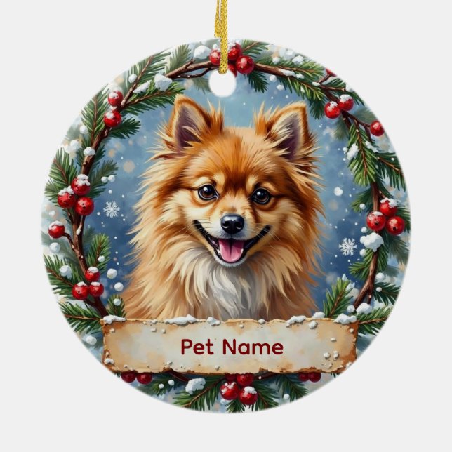 Adorno De Cerámica Pomeranian Christmas (Atrás)