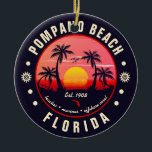 Adorno De Cerámica Pompano Beach Florida Retro Sunset Souvenir<br><div class="desc">Pompano Beach Florida Retro Sunset Souvenir. Esta plantilla de Pompano Beach Florida - City Location con tu playa y mar americanos favoritos, apta para los amantes de la playa de EE.UU. especialmente a los amantes de la playa. Diseño sencillo que puede ser dado como un viaje de verano o regalo...</div>